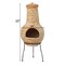 Outdoor Clay Chiminea Fireplace Sun Design Wood Burning Fire Pit with Sturdy Metal Stand, Barbecue, Cocktail Party, Cozy Nights Fire Pit